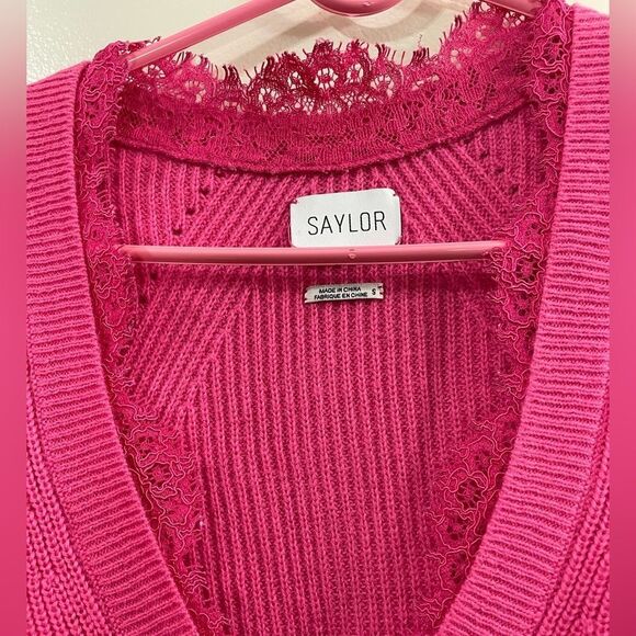 SAYLOR Margaux Button Down Pink Cardigan Size Small - Picture 6 of 8